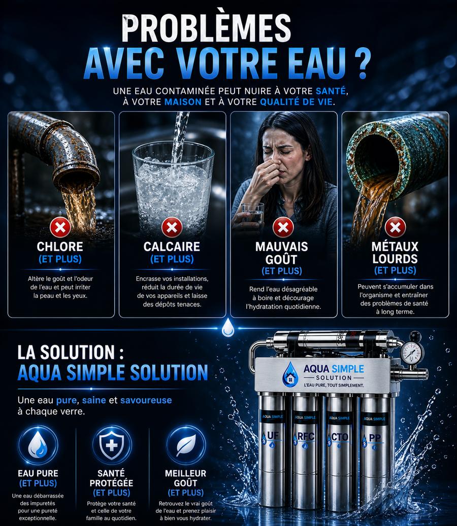 Problèmes avec votre eau - chlore calcaire mauvais goût métaux lourds