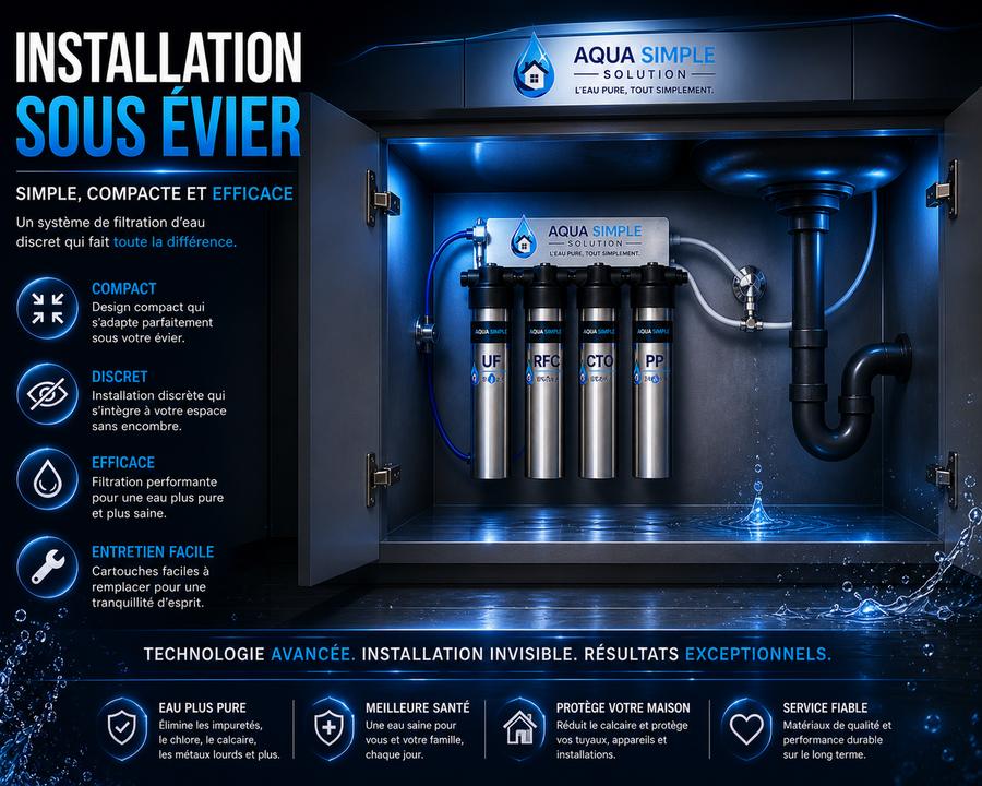 Installation sous évier AquaSimple - compact discret efficace