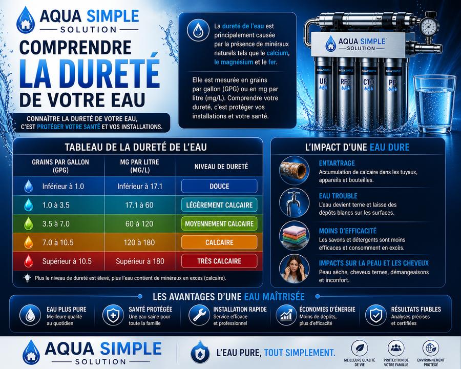 Comprendre la dureté de votre eau - tableau GPG mg/L niveaux