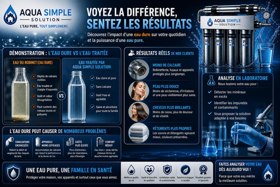 Voyez la différence, sentez les résultats - eau dure vs eau traitée AquaSimple